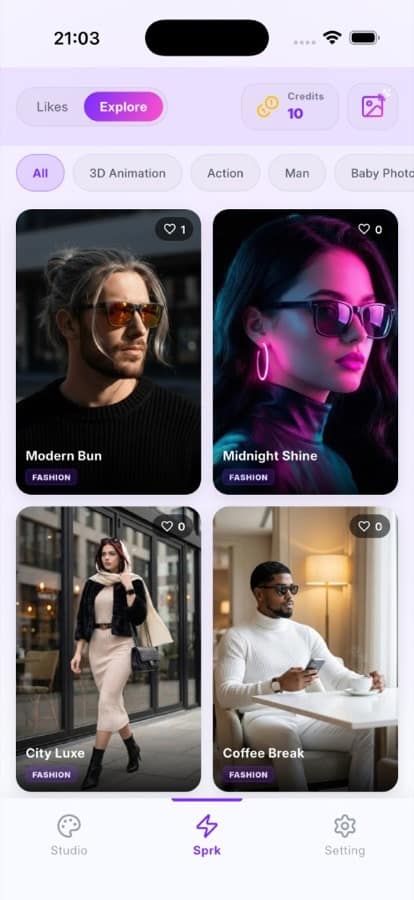SnapAura Explore fashion templates grid
